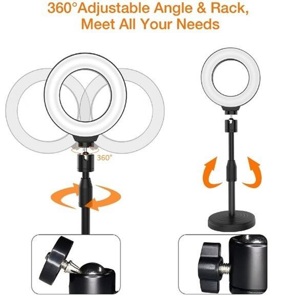 JEEMAX 6" LED Ring Light Kit with Stand Dimmable 6000K For Makeup Phone Camera - Picture 3 of 6